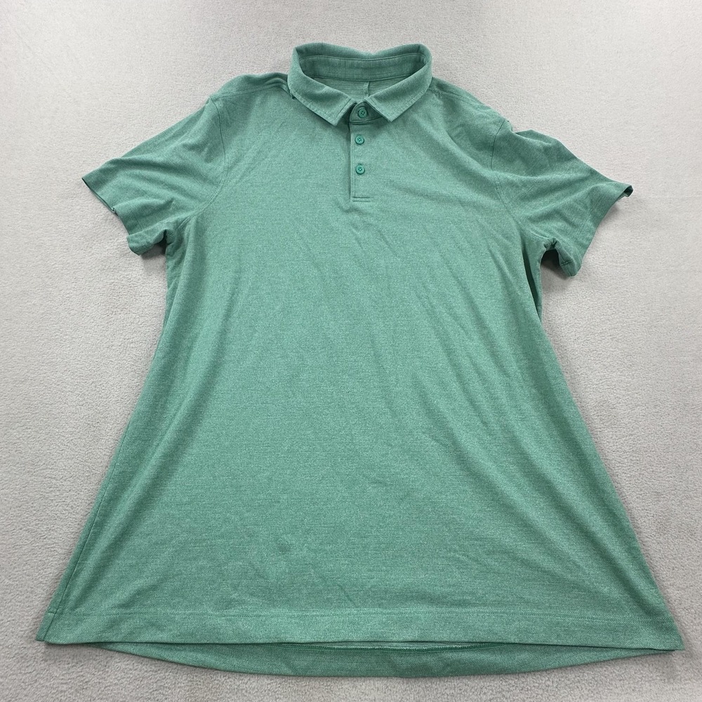 Lululemon Evolution Polo Shirt Mens Large Green Performance Stretch Golf